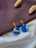 Oorbel blauw met goud